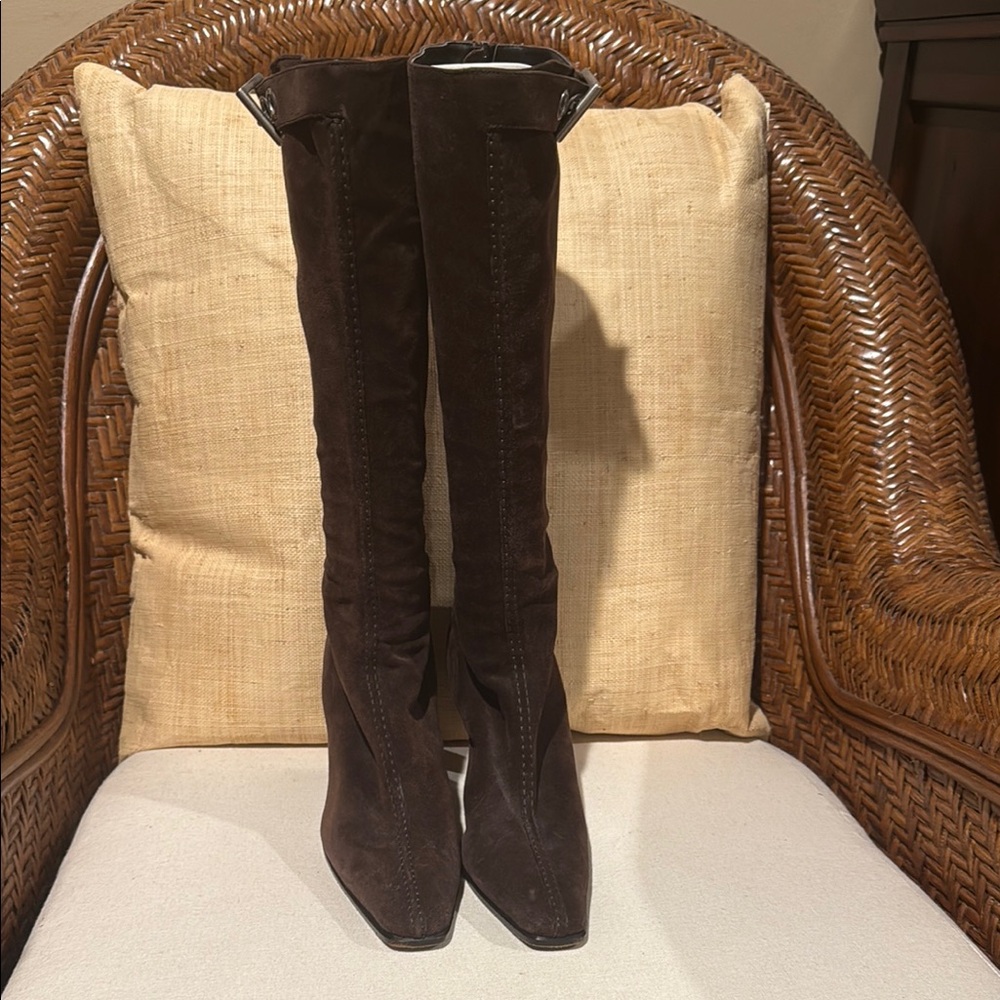 Prada Dark Brown Suede Boots
